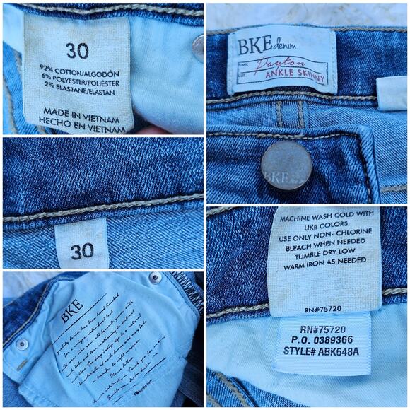 Distressed Jeans Buckle BKE Payton Skinny Size 30 Stretch Denim Crop Ankle - Picture 5 of 10